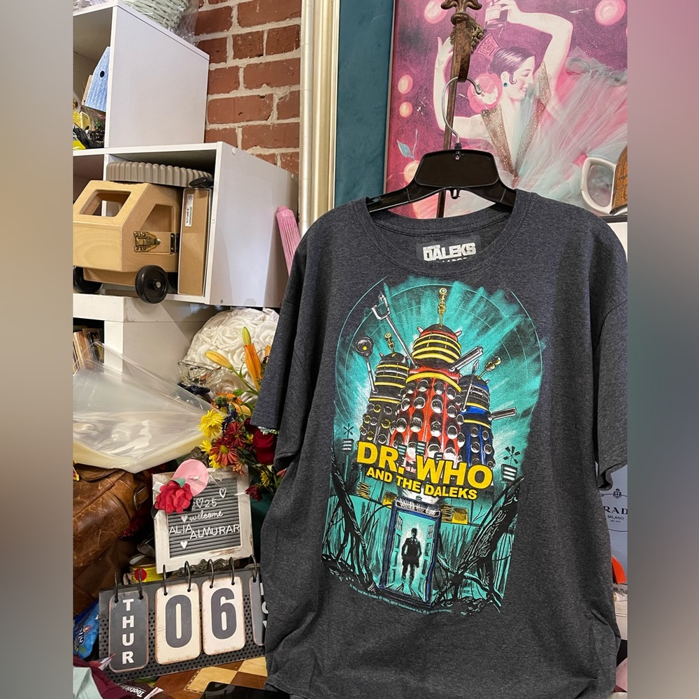 DR. WHO AND THE DELEKS GRAY T SHIRT